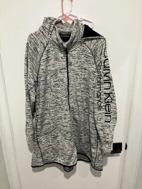 Calvin Klein Performance Women's Zip Up Hoodie, Heather Black/Gray, Size 2X